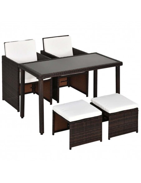 Outsunny 4-Seater Rattan Garden Furniture Space-saving Set, Brown - pic 13085 | FastDaddyshop