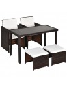 Outsunny 4-Seater Rattan Garden Furniture Space-saving Set, Brown