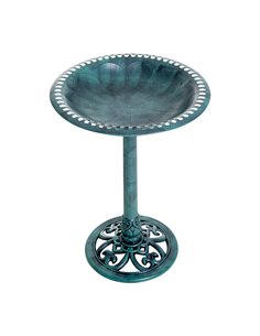 Outsunny Garden Bird Bath Outdoor Decrative Garden Feeder Stand with Scallop-like Pattern, Time-Worn Finish, 50cm, Green