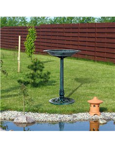 Outsunny Garden Bird Bath Outdoor Decrative Garden Feeder Stand with Scallop-like Pattern, Time-Worn Finish, 50cm, Green 2
