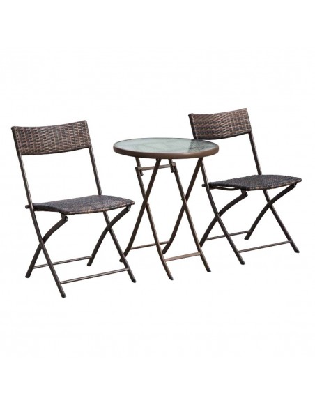 Outsunny 2 Seater Wicker Rattan Bistro Set, Brown - pic 13086 | FastDaddyshop