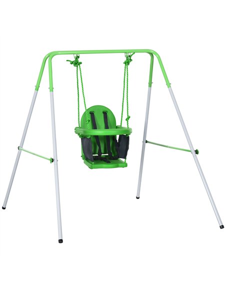 Outsunny Kids Swing, Steel Nursery Swing, with Seatbelt, High Support Back, Front Guard, for Ages 6-36 Months - Green - pic 130863 | FastDaddyshop