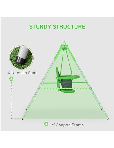 Outsunny Kids Swing, Steel Nursery Swing, with Seatbelt, High Support Back, Front Guard, for Ages 6-36 Months - Green