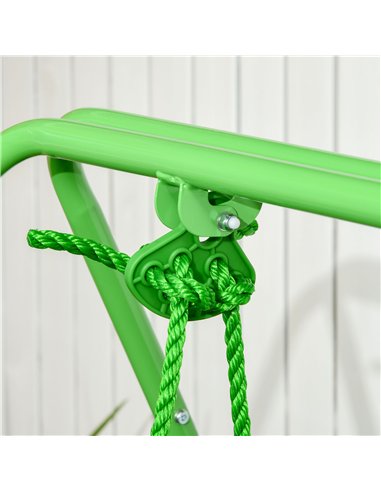 Outsunny Kids Swing, Steel Nursery Swing, with Seatbelt, High Support Back, Front Guard, for Ages 6-36 Months - Green