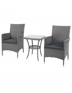 Outsunny 2 Seater Rattan Garden Furniture Set, Light Grey