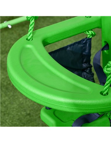 Outsunny Kids Swing, Steel Nursery Swing, with Seatbelt, High Support Back, Front Guard, for Ages 6-36 Months - Green