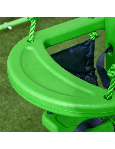 Outsunny Kids Swing, Steel Nursery Swing, with Seatbelt, High Support Back, Front Guard, for Ages 6-36 Months - Green - pic 130870 | FastDaddyshop