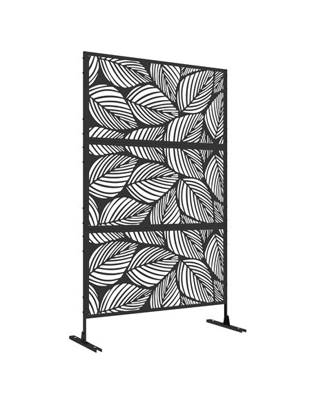 Outsunny Metal Decorative Privacy Screen Outdoor Divider, Black Leaf - pic 130872 | FastDaddyshop