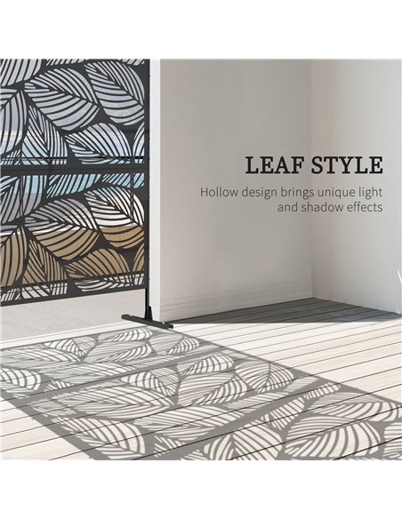 Outsunny Metal Decorative Privacy Screen Outdoor Divider, Black Leaf - pic 130875 | FastDaddyshop