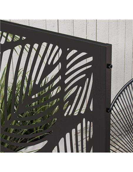 Outsunny Metal Decorative Privacy Screen Outdoor Divider, Black Leaf - pic 130878 | FastDaddyshop