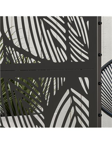 Outsunny Metal Decorative Privacy Screen Outdoor Divider, Black Leaf