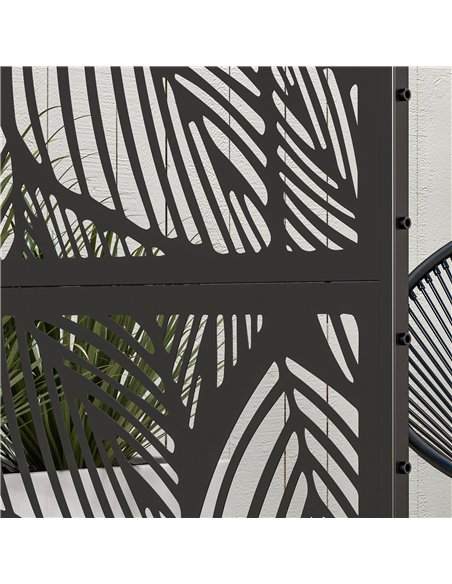 Outsunny Metal Decorative Privacy Screen Outdoor Divider, Black Leaf - pic 130879 | FastDaddyshop