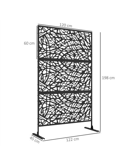 Outsunny Metal Decorative Privacy Screen Outdoor Divider, Black Twisted Lines - pic 130883 | FastDaddyshop