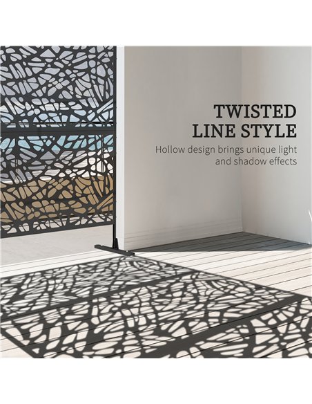 Outsunny Metal Decorative Privacy Screen Outdoor Divider, Black Twisted Lines - pic 130884 | FastDaddyshop