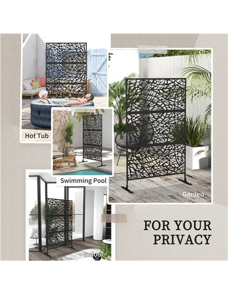 Outsunny Metal Decorative Privacy Screen Outdoor Divider, Black Twisted Lines - pic 130886 | FastDaddyshop