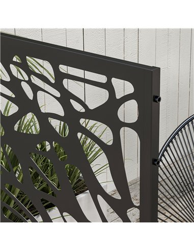 Outsunny Metal Decorative Privacy Screen Outdoor Divider, Black Twisted Lines