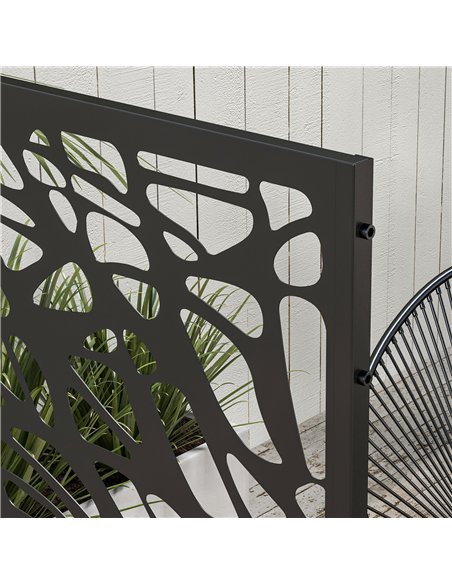 Outsunny Metal Decorative Privacy Screen Outdoor Divider, Black Twisted Lines - pic 130887 | FastDaddyshop