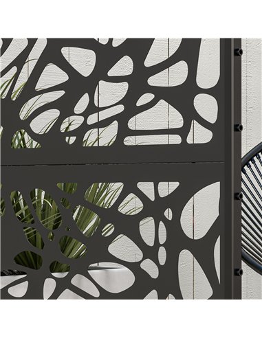 Outsunny Metal Decorative Privacy Screen Outdoor Divider, Black Twisted Lines
