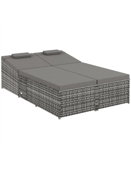 Outsunny 2 Seater Rattan Day Bed w/ Fire Retardant Cushions Grey - pic 130890 | FastDaddyshop