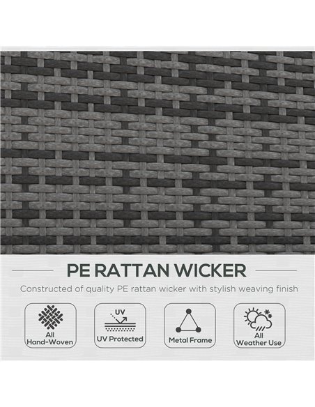 Outsunny 2 Seater Rattan Day Bed w/ Fire Retardant Cushions Grey - pic 130893 | FastDaddyshop