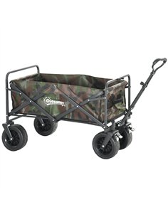 Outsunny 95L Folding Steel Frame Garden Trolley, with Handle - Multicolour