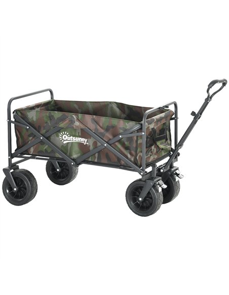 Outsunny 95L Folding Steel Frame Garden Trolley, with Handle - Multicolour - pic 130899 | FastDaddyshop