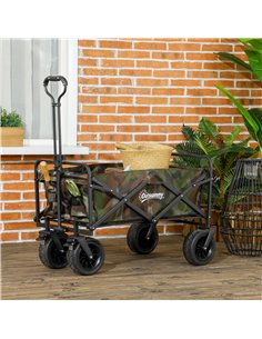 Outsunny 95L Folding Steel Frame Garden Trolley, with Handle - Multicolour 2