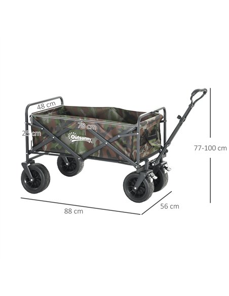 Outsunny 95L Folding Steel Frame Garden Trolley, with Handle - Multicolour - pic 130901 | FastDaddyshop