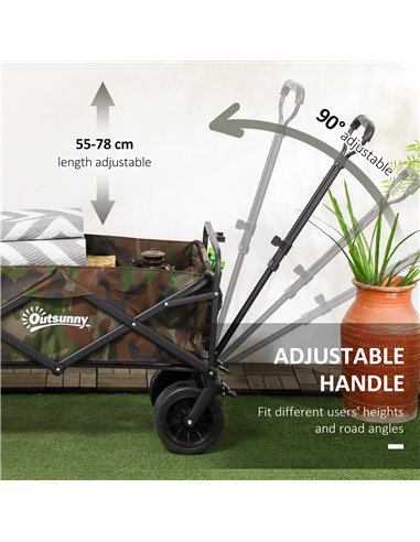 Outsunny 95L Folding Steel Frame Garden Trolley, with Handle - Multicolour