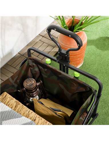 Outsunny 95L Folding Steel Frame Garden Trolley, with Handle - Multicolour