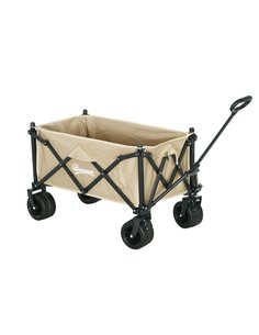 Outsunny Folding Garden Trolley, Outdoor Wagon Cart with Carry Bag, for Beach, Camping, Festival, 120KG Capacity, Khaki