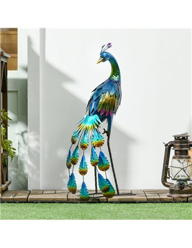 Outsunny Steel Peacock Garden Statue Decoration Gift