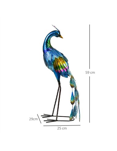Outsunny Steel Peacock Garden Statue Decoration Gift
