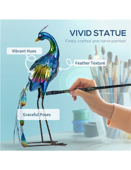 Outsunny Steel Peacock Garden Statue Decoration Gift - pic 130929 | FastDaddyshop