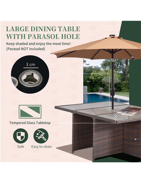Outsunny Outdoor 11pc Rattan Garden Furniture Patio Dining Set, Mixed Brown - pic 13093 | FastDaddyshop