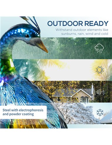 Outsunny Steel Peacock Garden Statue Decoration Gift
