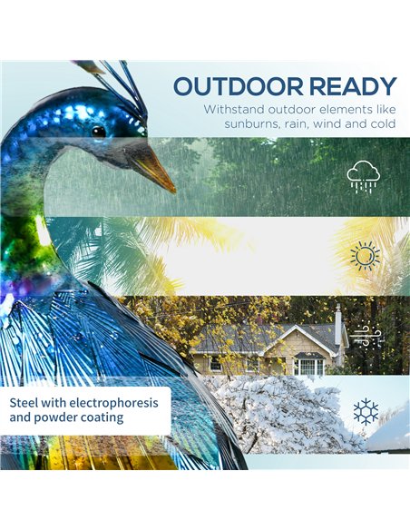 Outsunny Steel Peacock Garden Statue Decoration Gift - pic 130930 | FastDaddyshop