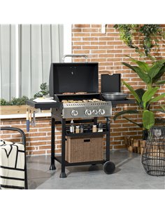 Outsunny Four-Burner Steel Gas Grill, with Thermometer - Black 2