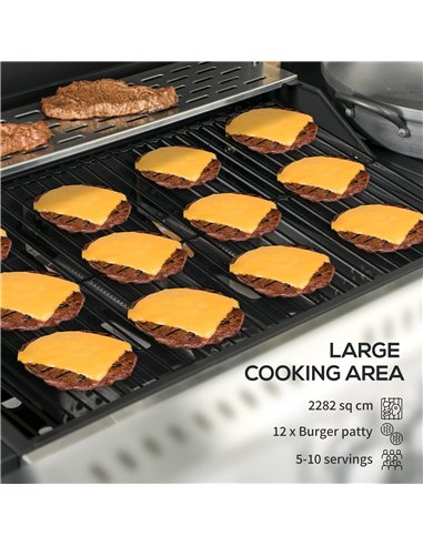 Outsunny Four-Burner Steel Gas Grill, with Thermometer - Black