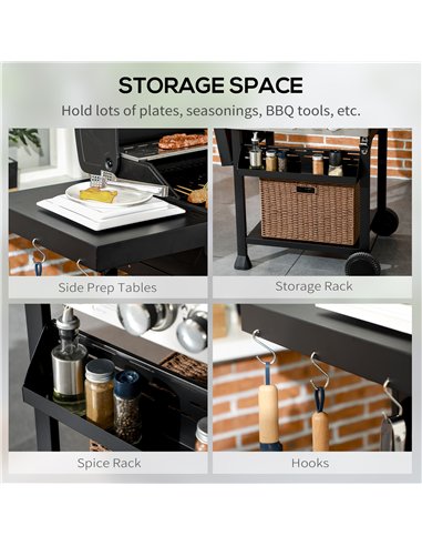 Outsunny Four-Burner Steel Gas Grill, with Thermometer - Black