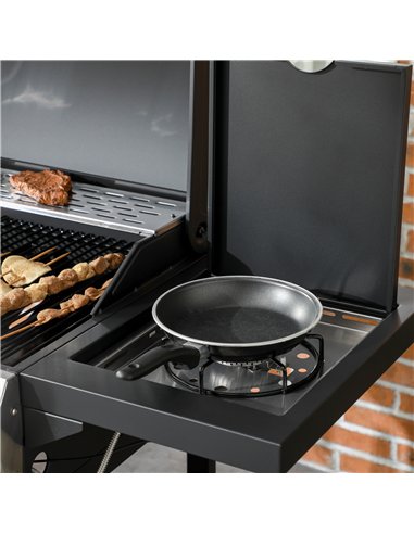Outsunny Four-Burner Steel Gas Grill, with Thermometer - Black
