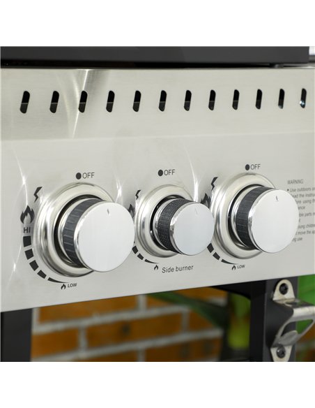 Outsunny Five-Burner Steel Gas Grill, with Thermometer - Black - pic 130951 | FastDaddyshop
