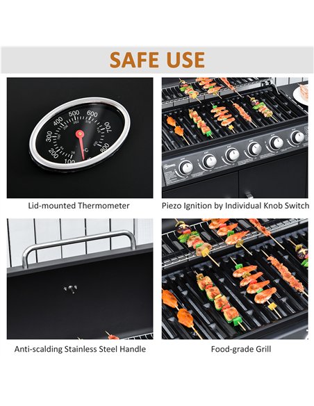 Outsunny Seven Burner Gas Grill, with Integrated Thermometer and Storage - pic 130985 | FastDaddyshop