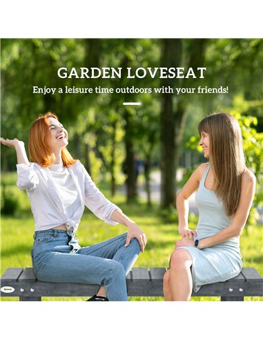 Outsunny 2-Seater Garden Wooden Bench, Grey