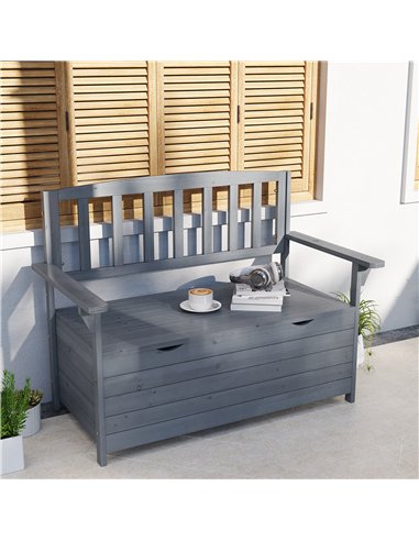 Outsunny Two-Seater Garden Storage Bench - Grey