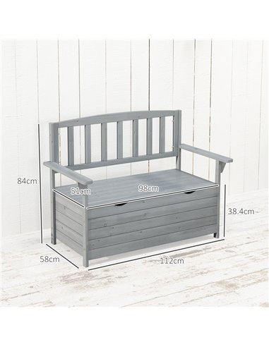 Outsunny Two-Seater Garden Storage Bench - Grey