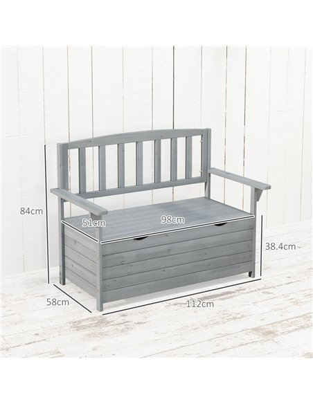 Outsunny Two-Seater Garden Storage Bench - Grey - pic 131054 | FastDaddyshop