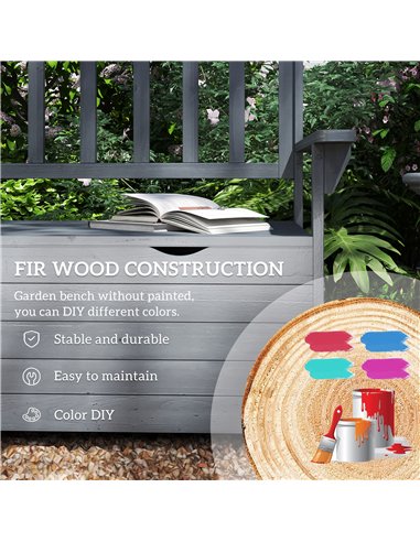 Outsunny Two-Seater Garden Storage Bench - Grey