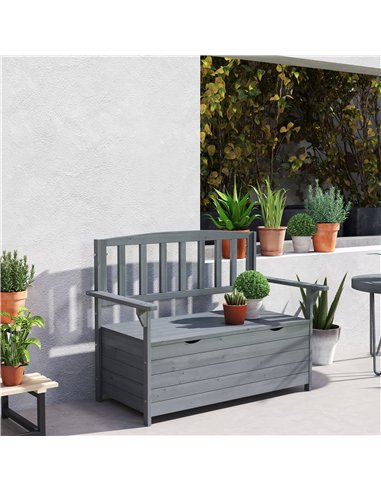 Outsunny Two-Seater Garden Storage Bench - Grey