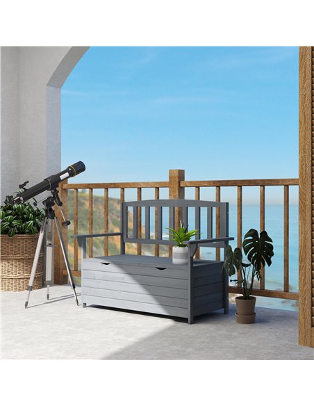 Outsunny Two-Seater Garden Storage Bench - Grey - pic 131058 | FastDaddyshop
